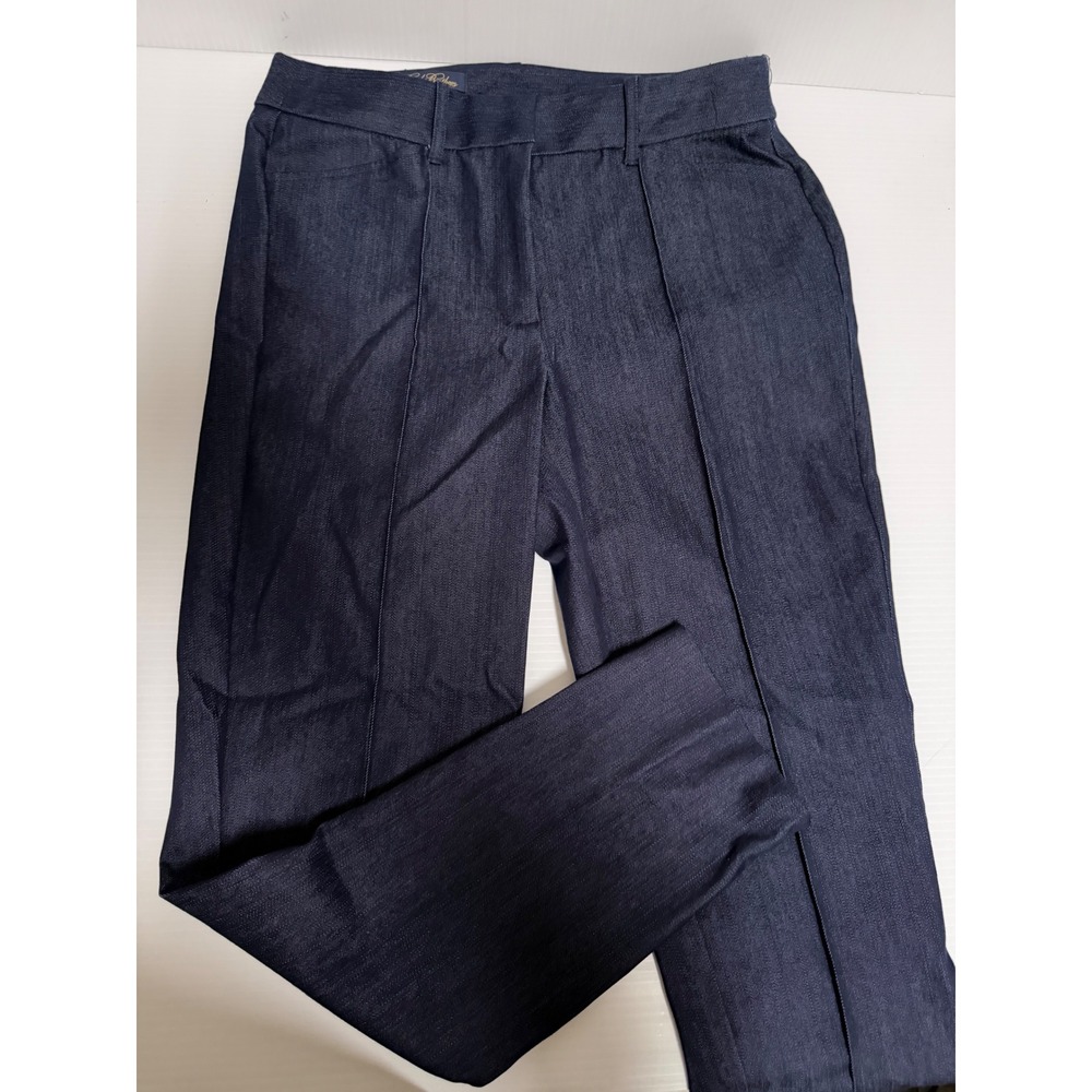 Brooks Brothers Petite 8P Dark Wash Italian Fabric Pintuck Denim Trousers